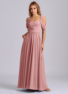 Azazie Koa Final Sale Dusty Rose A-Line Off the Shoulder Chiffon Dress image3