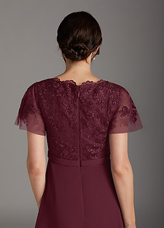 Azazie Singer Mother of the Bride Dresses Cabernet A-Line V-Neck Lace Chiffon Dress image4