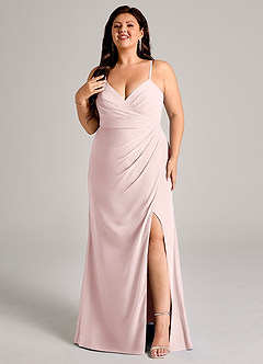 Azazie Maci Bridesmaid Dresses Blushing Pink Sheath Pleated Chiffon Dress image8