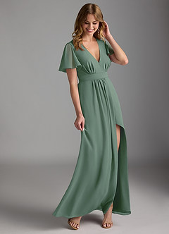 Azazie Zaniah Bridesmaid Dresses Eucalyptus A-Line Chiffon Dress image6