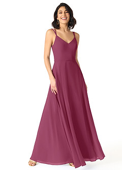 Azazie Janine Abiti da Damigella Abito A-Line in Chiffon con Scollo a V Gelso image1