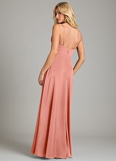 Azazie Sarella Vestidos de damas de honor Vestido de Coral de Satén Elástico de Corte en A con Plisado image2