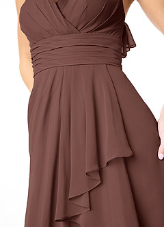 Azazie Aviv Bridesmaid Dresses Espresso A-Line Pleated Chiffon Dress image4