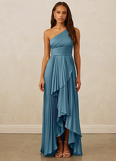 Christian Siriano Bridal for Azazie 1008 Brautjungfernkleider A-Linie One-Shoulder Stretch-Satin Kleid Bermudablau image1