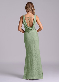 Azazie Rylina At-home Try On Dresses Emerald Mermaid Floral Burnout Dress image2