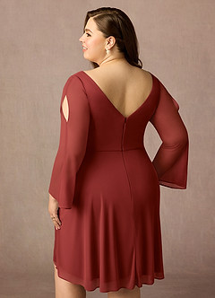 Azazie Teraso Mother of the Bride Dresses Rust A-Line Pleated Mesh Dress image15