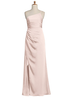 Azazie Eren Junior Blushing Pink Sheath Pleated Stretch Satin Dress image6