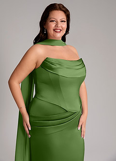 Azazie Sorrel Bridesmaid Dresses Basil Mermaid Strapless Stretch Satin Convertible Dress image10