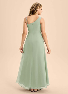 Azazie Brooke Junior Jurk van Chiffon met A-Lijn Zijsplit Stoffige Salie image2