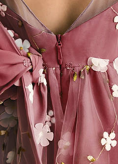 Azazie Elowen Flower Girl Dresses Pomegranate A-Line Sweetheart Neckline Lace Dress image7