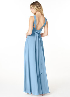 Azazie Julie Bridesmaid Dresses Steel Blue A-Line Sweetheart Neckline Chiffon Dress image2