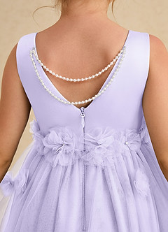Azazie Lux Abiti da Ragazza di Fiori Abito A-Line in Tulle Perline Lilla image6