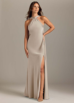 Azazie Kinsley Bridesmaid Dresses Frost Mermaid Side Slit Stretch Satin Dress image1