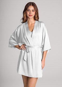 Matching Color 2-Piece Satin Robe and Slip Set