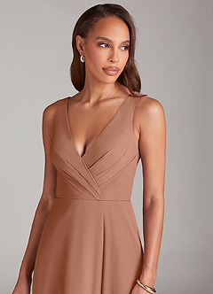 Azazie Nelly Bridesmaid Dresses Bronzer A-Line Pleated Chiffon Dress image6