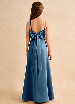 Azazie Joella Girls Formal vestidos de niña de las flores Vestido de Bermudas de Satin Mate de Corte en A con Plisado image4