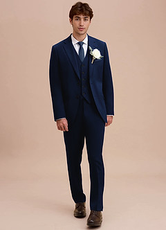 front Ethan Azul Chaqueta de traje de alto rendimiento de tejido refinado