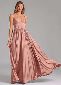 Azazie Tyla Bridesmaid Dresses Rosette A-Line Sweetheart Neckline Stretch Satin Dress image5