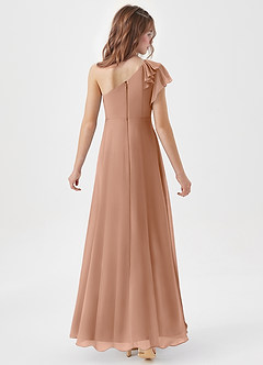 Azazie Arabella Junior Robe Trapèze en Mousseline de soie Rayé Champagne Rosé image6