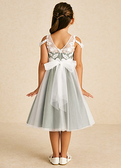 Azazie Sunnie Flower Girl Dresses Pistachio A-Line Lace Tulle Dress image3