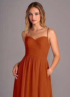 Azazie Joni Bridesmaid Dresses Paprika A-Line Strapless Chiffon Convertible Dress image2