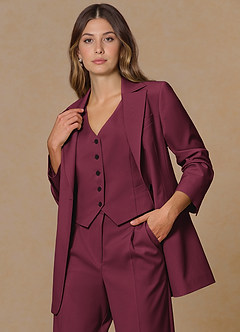 front Rowan Burgundy Refined Weave Performance blazer