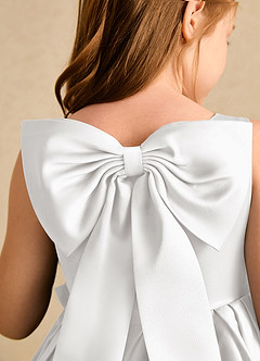 Azazie Jessie Flower Girl Dresses White A-Line Bow Matte Satin Dress image8