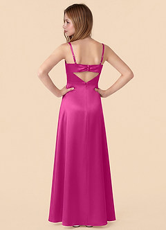 Azazie Renna Junior Robe Sirène en Satin extensible Plissée Fuchsia image2