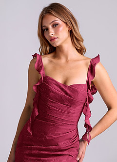 Azazie Jessamine Venta Final Vestido de Borgoña de Devorado Floral de Corte Sirena con Corsé image7