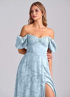 Azazie Mirian Brudtärnklänningar Klä av A-Linje i Blommig Utbrändhet Älskling Halsringning Himmelsblå image2