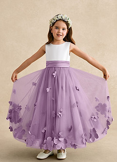 Azazie Vi Flower Girl Dresses Wisteria A-Line Sleeveless Tulle Dress image5