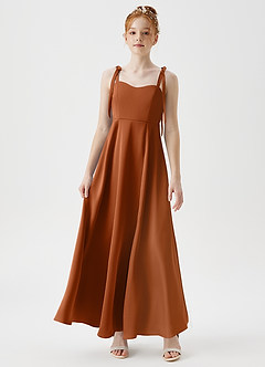 Azazie Rosey Junior Copper A-Line Sweetheart Neckline Stretch Satin Dress image4