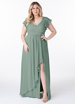 Azazie Omari Bridesmaid Dresses Silver Sage A-Line Chiffon Dress image7