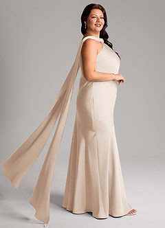 Azazie Kinsley Bridesmaid Dresses White Alabaster Mermaid Side Slit Stretch Satin Dress image10