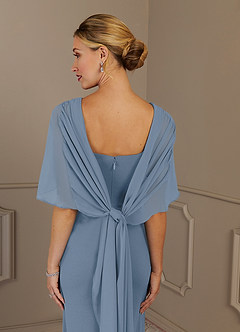 Azazie Dion Mother of the Bride Dresses Dusty Blue Sheath Scoop Stretch Crepe Dress image7