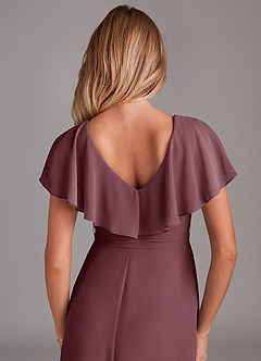 Azazie Lainey Bridesmaid Dresses Sangria A-Line with Pockets Chiffon Dress image2