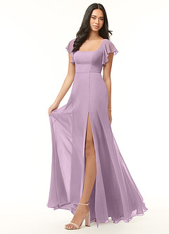 Azazie Bondi Bridesmaid Dresses Wisteria A-Line Ruffled Chiffon Dress image4