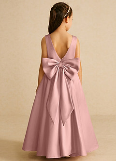 Azazie Pipsy Flower Girl Dresses Rose Gold A-Line Bow Matte Satin Dress image1