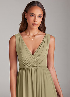 Azazie Tanicia Bridesmaid Dresses Moss Green A-Line Pleated Chiffon Dress image5