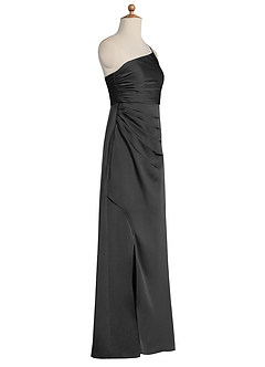 Azazie Eren Junior Robe Fourreau en Satin extensible Plissée Noir image6