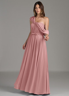 Azazie Nyah Bridesmaid Dresses Dusty Rose A-Line Off the Shoulder Chiffon Dress image5