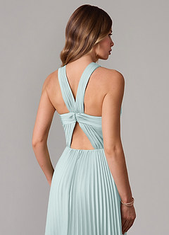 Azazie Afra Bridesmaid Dresses Mist A-Line Pleated Stretch Satin Dress image6
