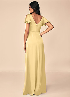 Azazie Soren Robes de demoiselle d'honneur Robe Trapèze en Satin extensible Plissée Beurre image2