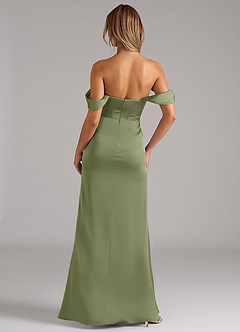 Azazie Johana Bridesmaid Dresses Garden Sage Mermaid Off the Shoulder Stretch Satin Convertible Dress image2