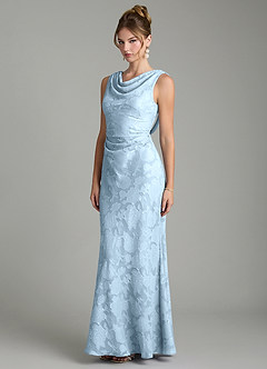 Azazie Kieryn Bridesmaid Dresses Sky Blue Mermaid Pleated Floral Burnout Dress image9
