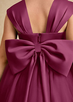 Azazie Chickadee Flower Girl Dresses Mulberry Ball-Gown Sweetheart Neckline Matte Satin Dress image6
