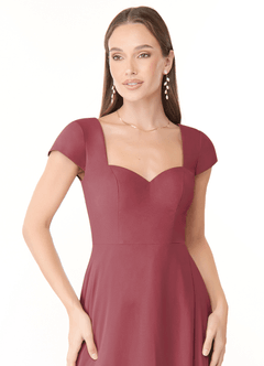 Azazie Hainsly At-home Try On Dresses Agave A-Line Sweetheart Neckline Chiffon Dress image5