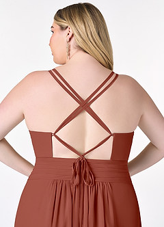 Azazie Farren Bridesmaid Dresses Auburn A-Line Pleated Chiffon Convertible Dress image13
