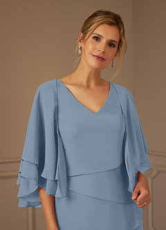 Azazie OHara vestidos de madre de la novia Vestido de Azul Polvoriento de Gasa de Corte En A con Cuello en V image6