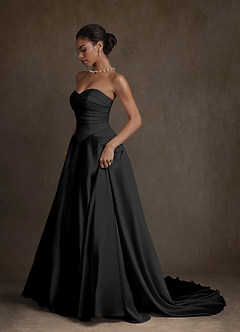 Azazie Alta Wedding Dresses Black A-Line Strapless Stretch Satin Dress image6